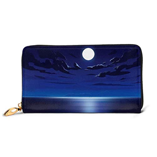 Preisvergleich Produktbild JHGFG Mode Handtasche Reißverschluss Brieftasche Vektor Nachthimmel Wolken Mondschein Hintergrund Telefon Kupplung Geldbörse Abendkupplung Blockieren Leder Brieftasche Multi Card Org