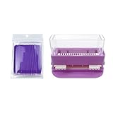 Dental Micro Applicator Dispenser Holder, YOUYA DENTAL Cotton Tip Brush Dispenser with 100pcs Disposable Applicator Brush Stick Large Capacity Microfiber Dispenser Dentist Tools-Purple