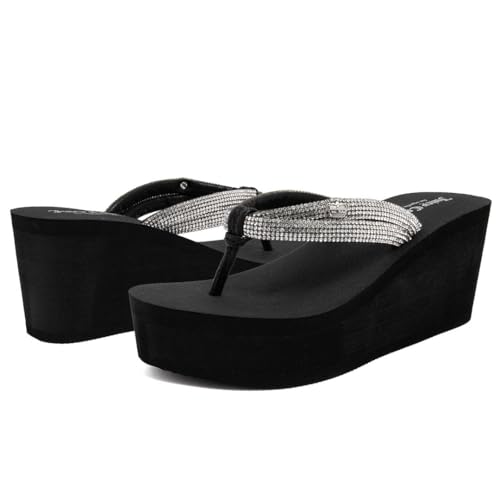 Image of Juicy Couture Women's Wedge Platform Flip Flops, Fashion Beach Sandals with Soft Footbed and Thong Style