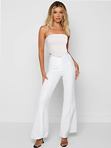 Adreamly Women's Summer Sexy Strapless Crop Tank Top Double Lined Seamless Sleeveless Bustier Corset Top White Medium #TOP3