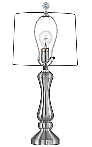 Image of Crystal Lamp Finials with Crackle Ball Design and Silver Lamp Screw Knob Base, Lamp Topper Decorative for Table and Floor Lamp Shade Top (Silver)