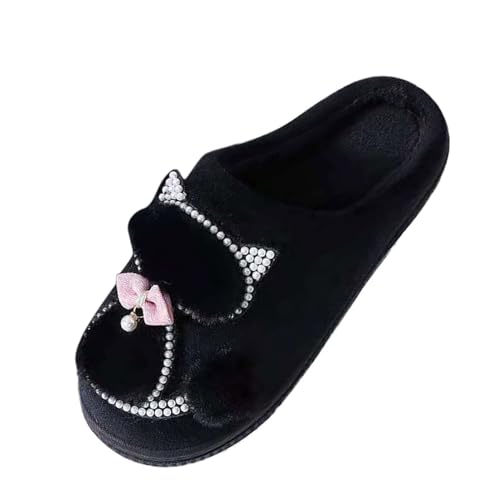 Chaussons plats chauds pour femme imperméables fourrés noir 41