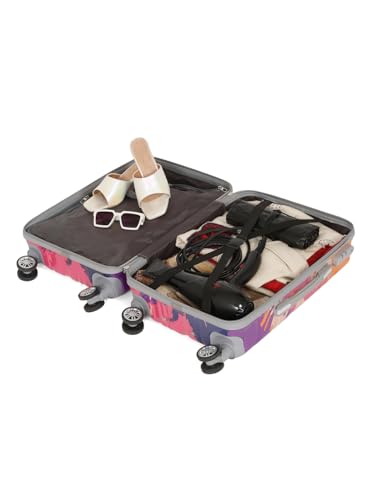 Image of Teakwood World Small 55 cm Cabin Size Trolley Bag Polycarbonate 360 Degree 8 Wheels Luggage Bag with TSA Lock, Adjustable Handle Trolley Bags for Travel, Suitcase for Travel | Wave Pink