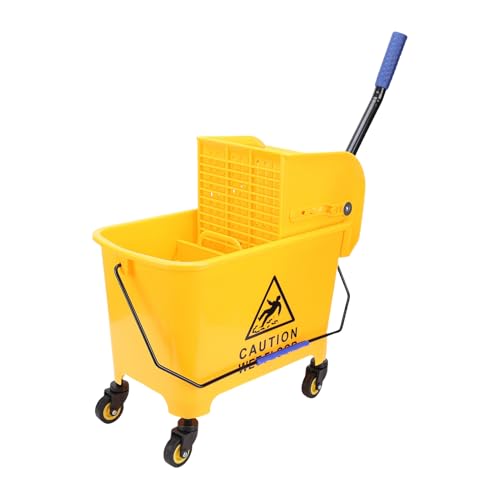 Fockety Cubo para Fregona Comercial, Cubos para Fregona de Alta Resistencia de 20 litros con Escurridor Lateral, Ruedas y Mango, Cubos para Fregona Industriales Resistentes