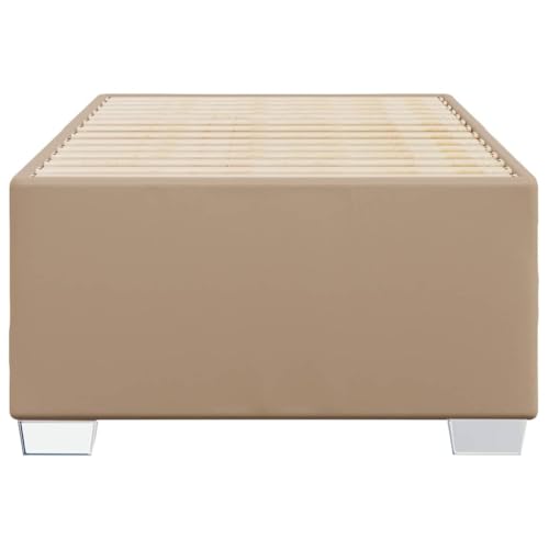 vidaXL Bettgestell, Bettrahmen mit Lattenrost, Polsterbett Bett für Schlafzimmer, Einzelbett Schlafzimmerbett, Cappuccino-Braun 90x200cm Kunstleder