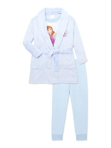 Disney Frozen 2 Girls Elsa Anna Pajama and Robe Set, 3-Piece - Large Blue