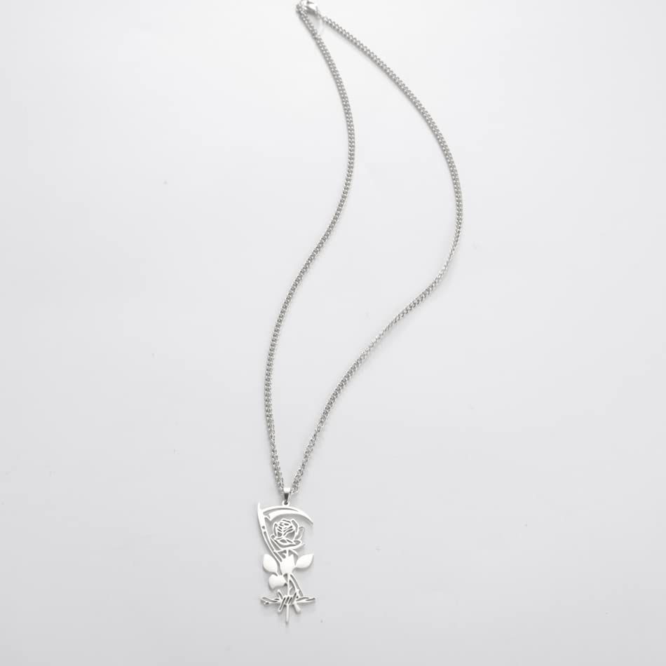 EUEAVAN Death Scythe Rose Pendant Necklace Gothic Glamour Medieval Renaissance Personalized Choker Elegant Jewelry 5