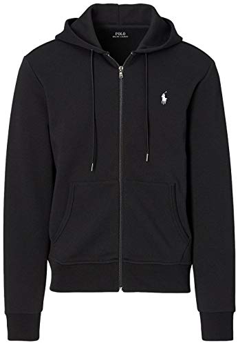 Polo Ralph Lauren Men's Double-Knit Full-Zip Hoodie, (Fall/Winter 2020) Polo Black, L