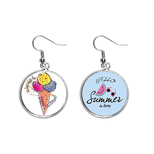 Pendientes de sandía y helado en tonos rojo amarillo y azul para el verano