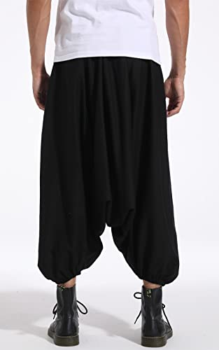 PACEIADTA Men's Casual Skirt Pants Loose Wide Leg Hippie Harem Trousers4