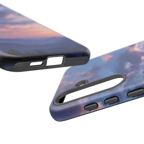 Coque Samsung S25 Plus bleu mat design lever de soleil résistant