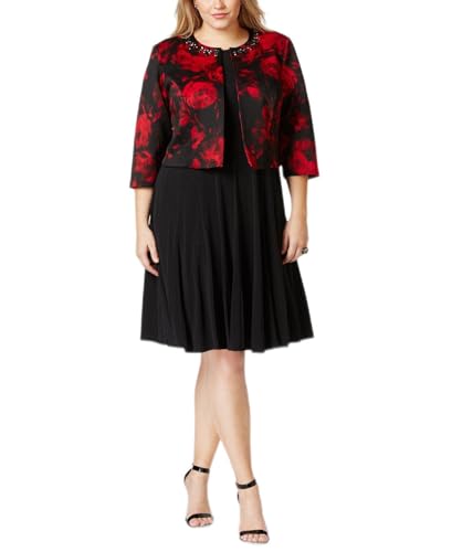 Jessica Howard Women's Plus Size Empire Waist Dress with Embellished Jacket