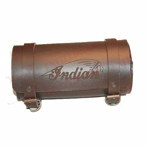 AEspares Bolsa de herramientas de piel marrón con logotipo retro indio grabado para moto