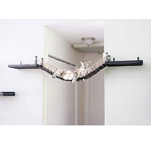 aolongwl Juguetes para Mascotas Puente De Gato con Cuerda Gato Árbol Torre De La Casa Escalada De Pared Rascador De Pared Rascador De Gatito Puente De Muebles (90 Cm)