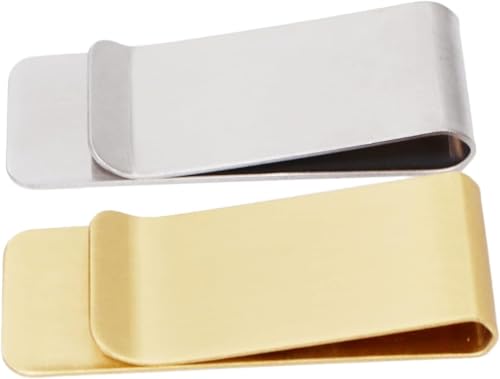 Stainless Steel Money Clip, Silver and Gold, 2 Pack, Slim Wallet Card Holder for Cash and Bills