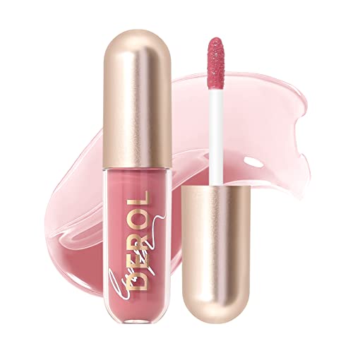 4 IN LOOK Lip Plumping Lip Gloss,Lip Plumper, Hydrating, Nourishing, Invigorating, High-Shine, Plumps, Volumizes, Cools, Soothes (02# FIG TEA)