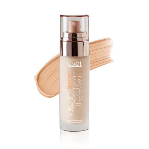 Glam21 Velvet Touch Oil Control Silk Foundation|Waterproof, High Coverage, Velvet Matte Finish,Ultimate Full coverage, Lightweight and Breathable,SPF 35 Long Lasting|Almond-50gm