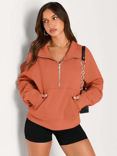 Image of AUTOMET Womens Sweatshirts Half Zip Cropped Pullover Fleece Quarter Zipper Hoodies 2026 Fall Fashion Outfits Clothes