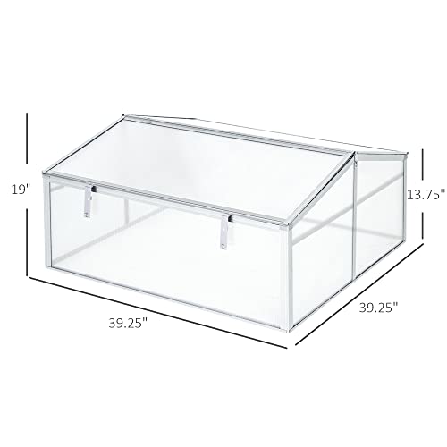Outsunny 39" Aluminum Vented Cold Frame Mini Greenhouse Kit Silver