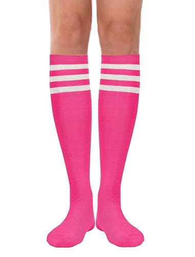 Image of Women's Knee High Athletic Socks Casual Stripes Tube Socks Outdoor Sport Socks