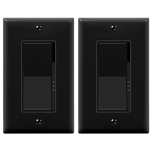 Image of TOPGREENER Kalide Dimmer Light Switch, LED Dimmer Switch, Full Range Dimming, Single Pole /3-Way, 120VAC, 60Hz, 300W LED /CFL, Neutral Wire Not Required, Wall Plate Included, Black, 2 Pack