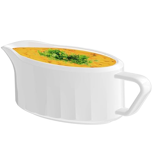 22 OZ Italian Countryside Gravy Boat - White Ceramic Sauce Boat for Gravy, Sauces and Syrups