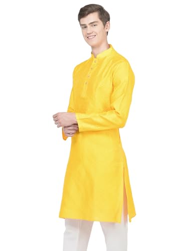 Image of SG LEMAN Knee Length Solid Kurta for Men | Silk | Long Sleeve | Ethnic Wear for Men | Party and Weeding wear Kurta