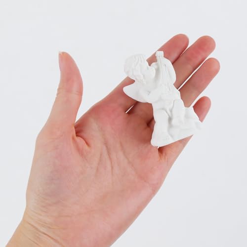 Set de 4 estatuas mini de ángeles de resina para decoración miniatura 4