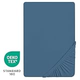 roba Prześcieradło z gumką 40 x 90-45 x 90 cm Seashells Indigo - Prześcieradło do łóżeczka/kołyski dla niemowląt - Bawełna organiczna - GOTS i Oeko-Tex Standard 100 - Niebieski