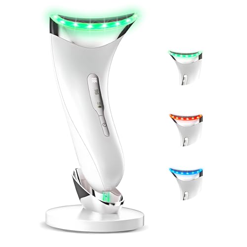 Appareil Anti Rides Visage Massage 3 en 1 Modes 45℃ EMS Lifting Massage avec Socle Soin Anti-âge de Peau Électrique Appareil de Beauté Vibration...