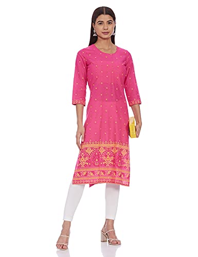 Image of Rangriti Pink Cambric Cotton Straight Kurta