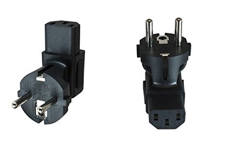 shortix Adapter: Schutzkontaktstecker gewinkelt auf Kaltgerätebuchse. Stromadapter. Schutzkontaktadapter. C7/C13