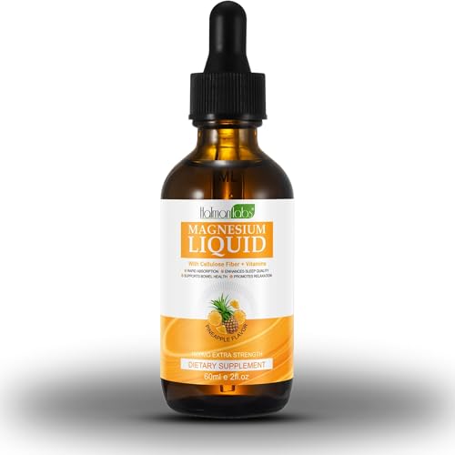 SHAIVII Magnesium Glycinate Liquid Drops | High Absorption 98% Magnesium Complex | Big Capacity Magnesium Citrate Liquid Supplement | Pineapple Flavor - 2 fl oz (60ml) (60ml, Pineapple)