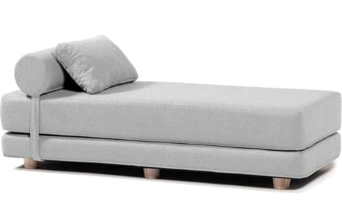 Image of SOUL CRAFT Modern Modular Daybed /Fold-Out Sleeper, Beige, Velvet Fabric, Converts to 2 Single Beds or 1 Queen Bed, with Mattress 203 cm x 74 cm(6.66 ft x 2.43 ft) (Silver)