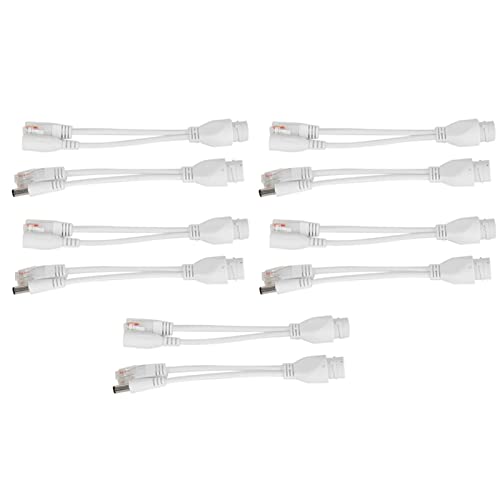 5 Pares Adaptador Divisor POE, Divisor Ethernet POE para Cámara IP, Inyector Power Over Ethernet DC12V con Transferencia de Datos 10/100Mbps para Cámaras de Seguridad (Blanco) miniatura 3