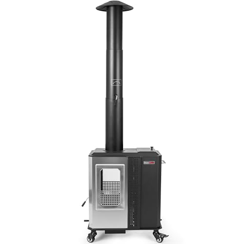 110,000 BTU Pellet Patio Heater for Outdoor Use with Glass Window and Pellet Hopper Ideal for Backyard Balcony 6-8 people