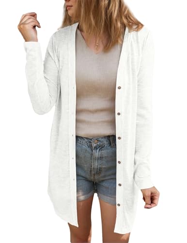 Women's 2025 Fall Lightweight Cardigans Long Sleeve V Neck Button Down Soft Cardigans Coat with Pocket