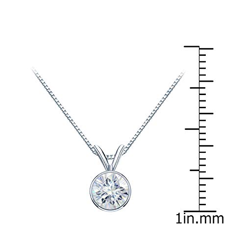 1/2 to 3 1/2 Carat Round Moissanite Solitaire Pendant Necklace for Women in 14k Gold on Adjustable 16 to 18 Inch Chain (J-K, TGW, 5 to 10 mm) Spring Ring Bezel-Setting by Diamond Wish4