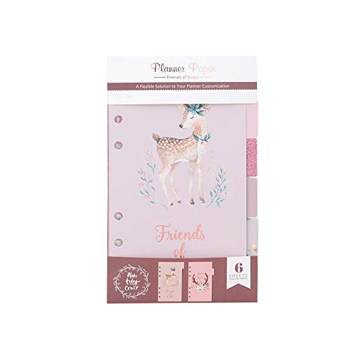 A6 6 Ring Binder Dividers Set for Women Decorative Page Divider with 6-Color Tabs 6 PCS Cute Dividers for Binders (Pink Deer)