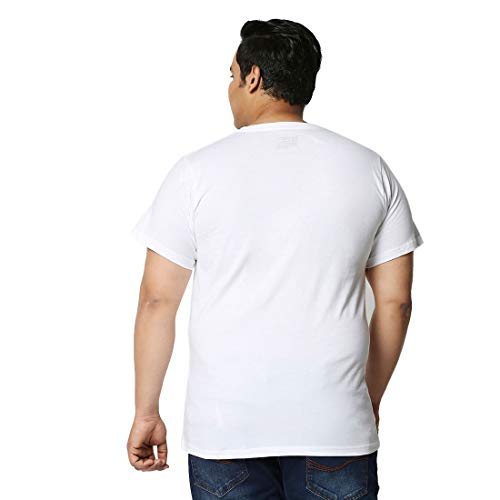 Image of Bewakoof Men's Solid 100% Cotton Plus Size T-Shirt - Regular Fit, Round Neck, Half Sleeves