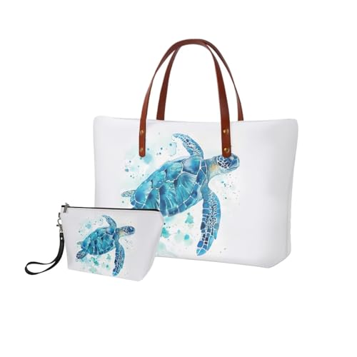 Image of 2PCS Tote Bag for Women Top Handle Purse with Wallet, Hobo Bag Tote Shoulder Bag with PU Cosmetic Bag