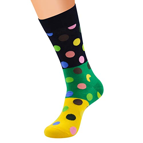 YOLAI Fashion Colorful Polka Dot Socks for Men Comfortable Cotton Socks Stretchy Crew Socks Casual Socks2