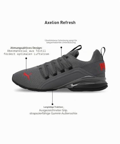 PUMA Herren Axelion Refresh Laufschuhe 45, Black Cool Dark Gray Red – Ansicht 6