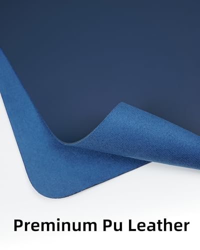 Image of AFIING Leather Desk Pad Protector, Mouse Pad, Office Desk Mat, Non-Slip PU Leather Desk Blotter, Large Desk Mat, Waterproof Keyboard Mat for Office /Home /Decor (Midnight Blue, 48 inch x 17 inch)