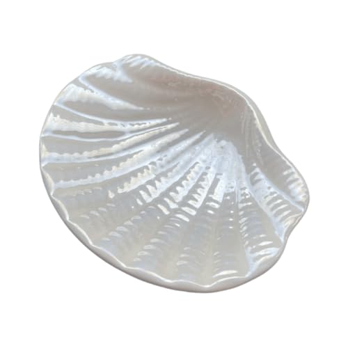 FORLONG Ceramic Ocean Seashell Soap Dish, for Bathroom,Tub and Kitchen Sink-White