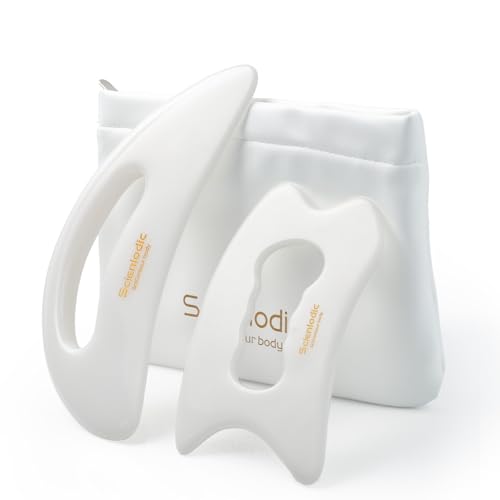 Image of Scienlodic 2 Pcs Large Body Gua Sha Massage Tools (White, Resin) - Muscle Scraper for Back, Neck, Waist & Legs, Muscle Relaxation, Soothe Tension