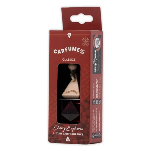 Carfume Classic Cherry Euphoria Car Air Freshener | Premium Ripe Cherries & Rich Fruit Fragrance | Luxury Unisex Recyclable Scented Diffuser - Odour Eliminator - UK Made Car Accessories
