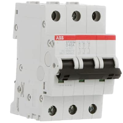 Circuit Breaker; Miniature; DIN Rail Mount; D Curve; 3 Pole; 40A