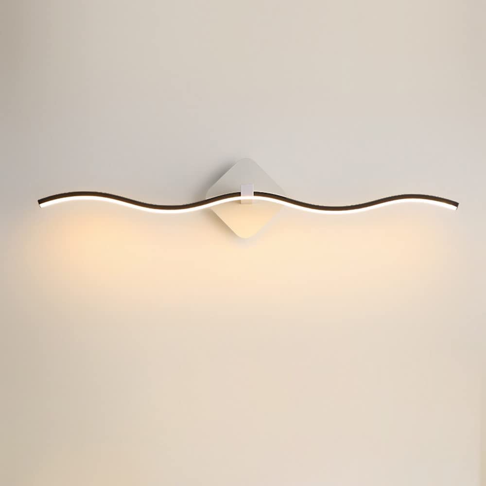 Lampada Specchio Frontale Led per Bagno, Lampada da Trucco a Forma D'Onda per Comodino da Bagno, Illuminazione Sopra Armadio Specchio, Illuminazione per Quadri/3 Color Mode/60Cm
