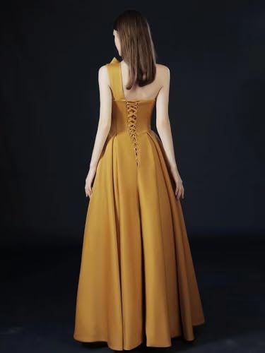ZSWWYibo One Shoulder Prom Dresses Bow A-line Long Sweetheart Satin Evening Party Dresses Formal4